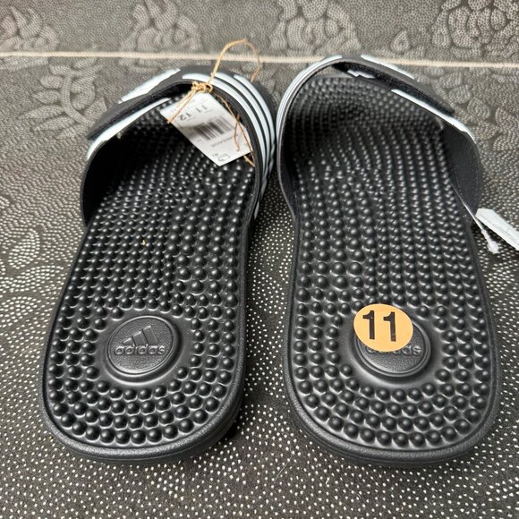 Adidas Adissage Mens Slide Sandals Size 11/12 Black & White Adjustable Strap - Picture 3 of 6